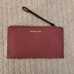 Michael Kors Maroon Leather Wristlet
